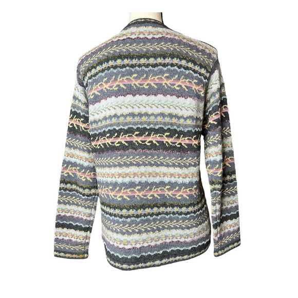 Talbots Women's Fair Isle Cardigan Sweater Size SP in Multicolor Lambswool Blend - Picture 5 of 9